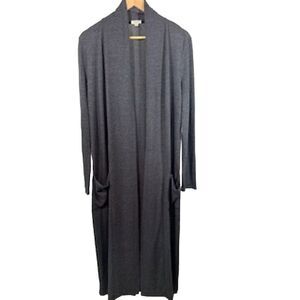 DYLAN Women's Open Front Long Duster Cardigan Sweater Gray Size Medium